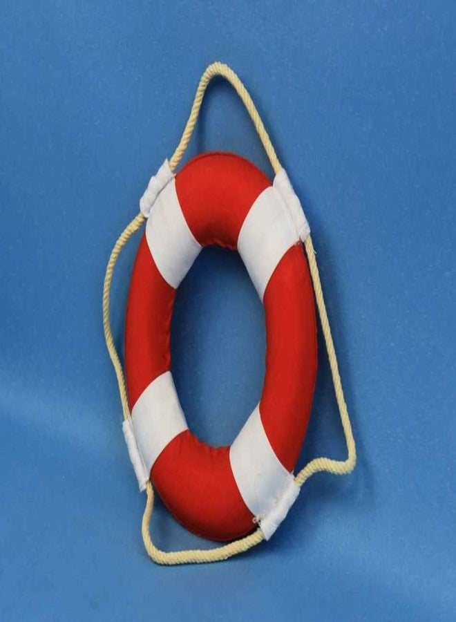 Handcrafted Nautical Decor طوق نجاة هامبتون نوتيكال فايبرانت مع أشرطة بيضاء، 6 بوصات، أحمر - Image 2